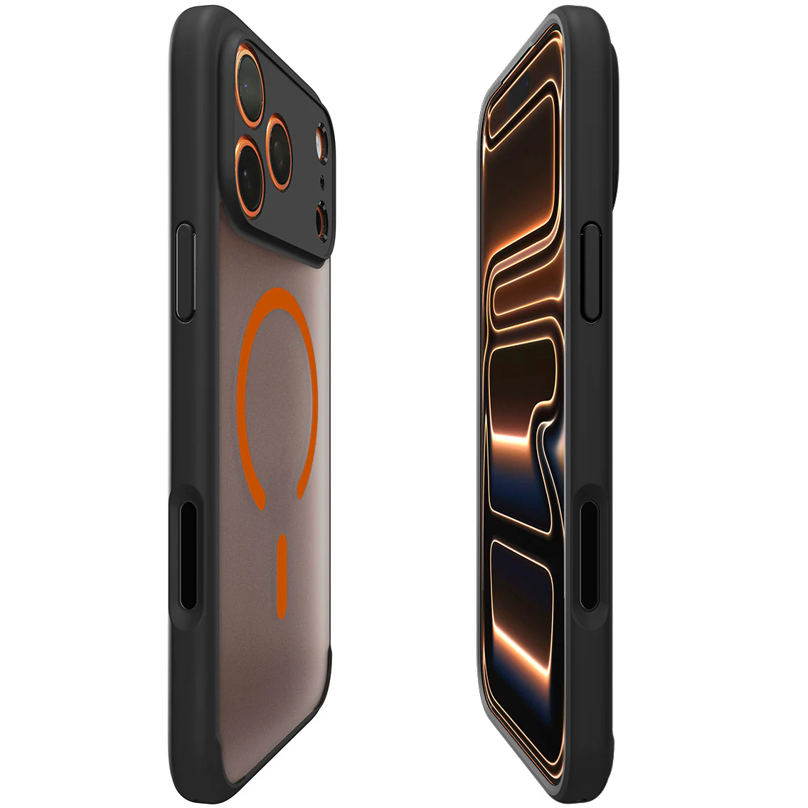 Handyhülle für iPhone 17 Pro, Spigen Ultra Hybrid Mag mit MagSafe, Durchscheinend-Schwarz-Orange - Image 4