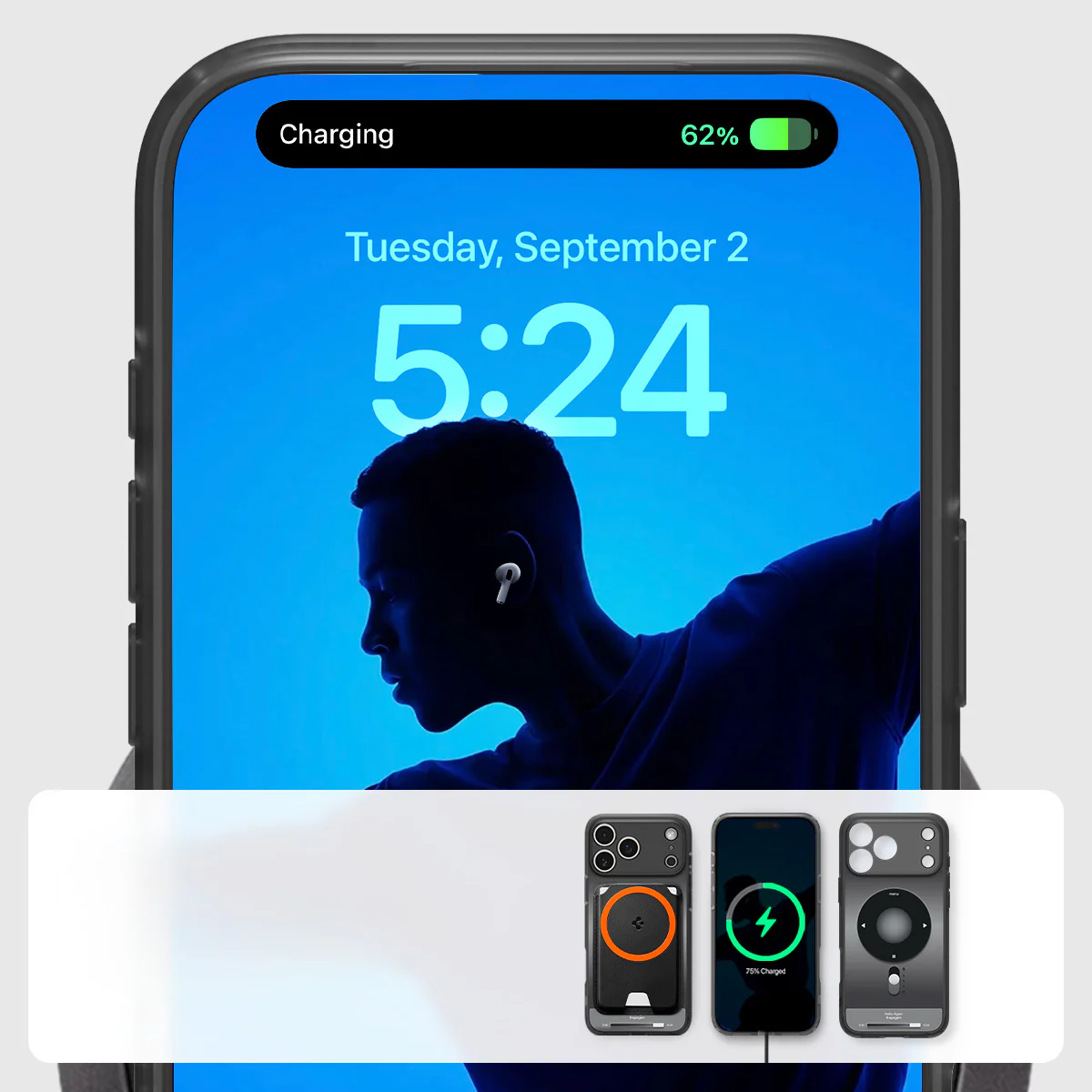 Handyhülle für iPhone 17 Pro, Spigen Ultra Hybrid Mag mit MagSafe, Grau-Schwarz (Classic) - Image 14
