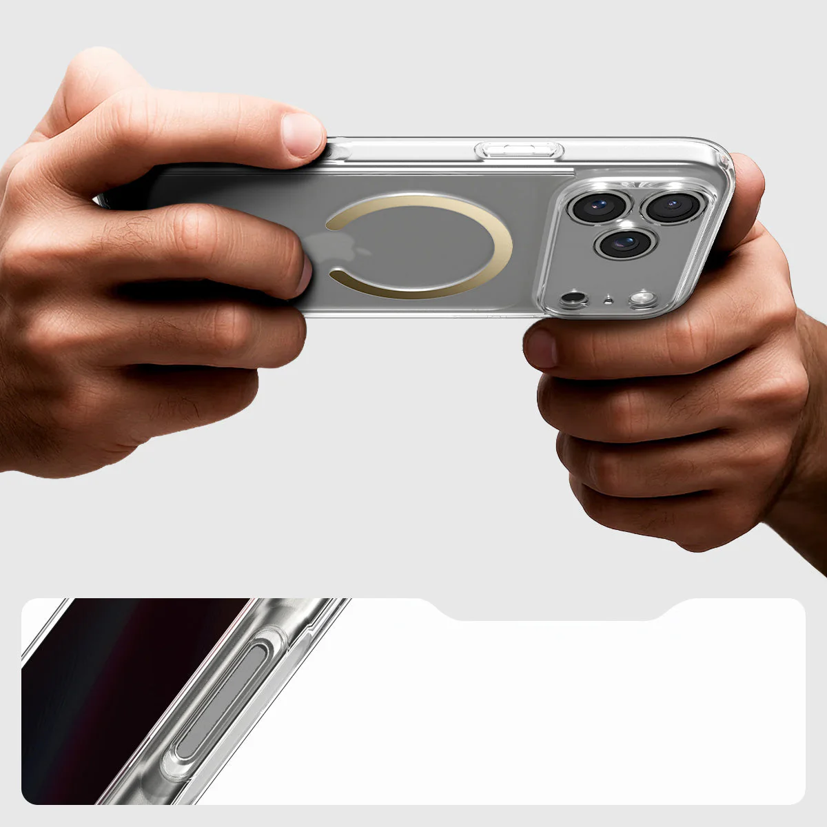 Handyhülle für iPhone 17 Pro, Spigen Ultra Hybrid Mag mit MagSafe, Transparent-Golden - Image 8