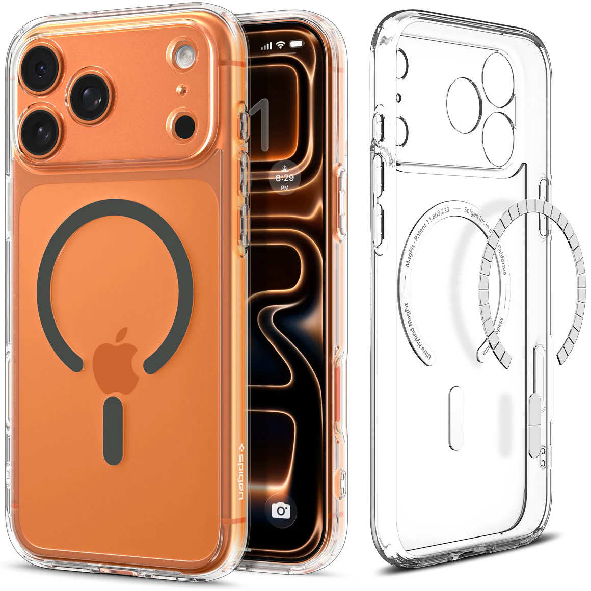 Handyhülle für iPhone 17 Pro, Spigen Ultra Hybrid Mag mit MagSafe, Transparent-Grau