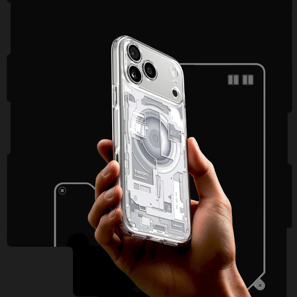 Handyhülle für iPhone 17 Pro, Spigen Ultra Hybrid Mag mit MagSafe, Weiß-Grau (Zero One) - Image 7