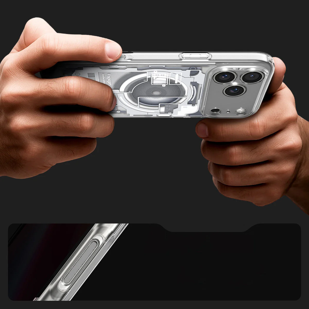 Handyhülle für iPhone 17 Pro, Spigen Ultra Hybrid Mag mit MagSafe, Weiß-Grau (Zero One) - Image 8