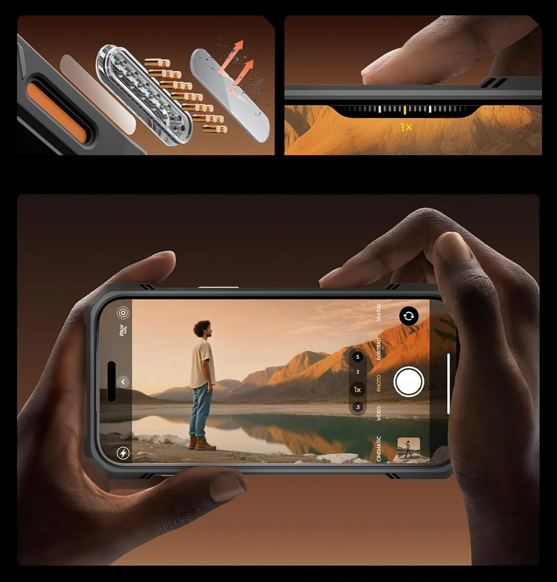 Handyhülle für iPhone 17 Pro, Supcase UB Grip Mag mit MagSafe (CC), Grau-Transparent-Orange - Image 9