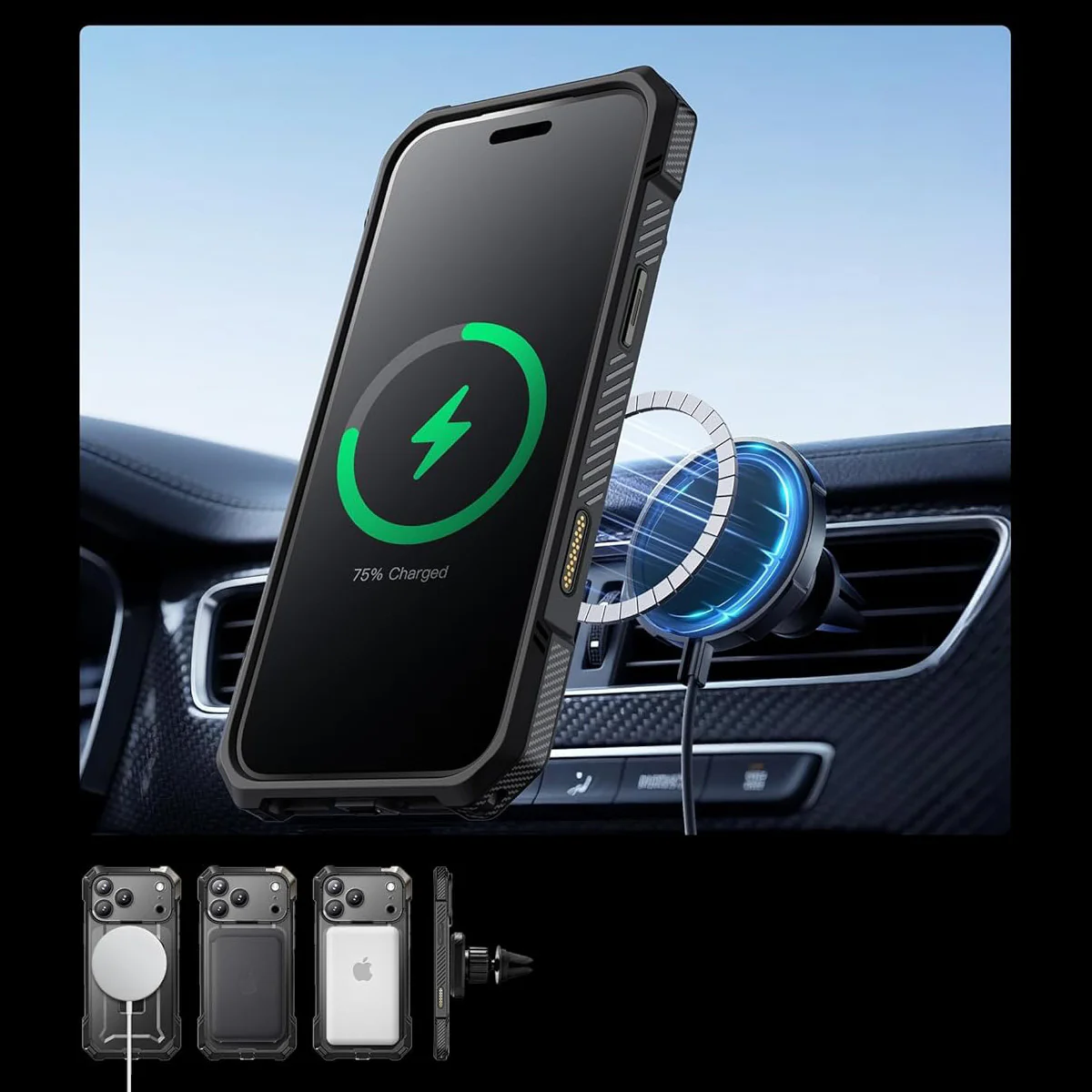 Handyhülle für iPhone 17 Pro, Supcase UB Grip Mag mit MagSafe (CC), Schwarz-Transparent - Image 10