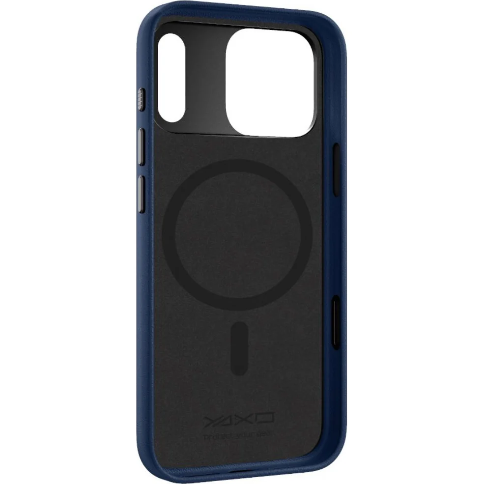 Handyhülle für iPhone 17 Pro, YAXO Leather Gear Slim Case MagSafe, Dunkelblau - Image 4
