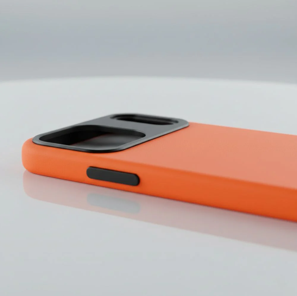 Handyhülle für iPhone 17 Pro, YAXO Leather Gear Slim Case MagSafe, Orange - Image 6