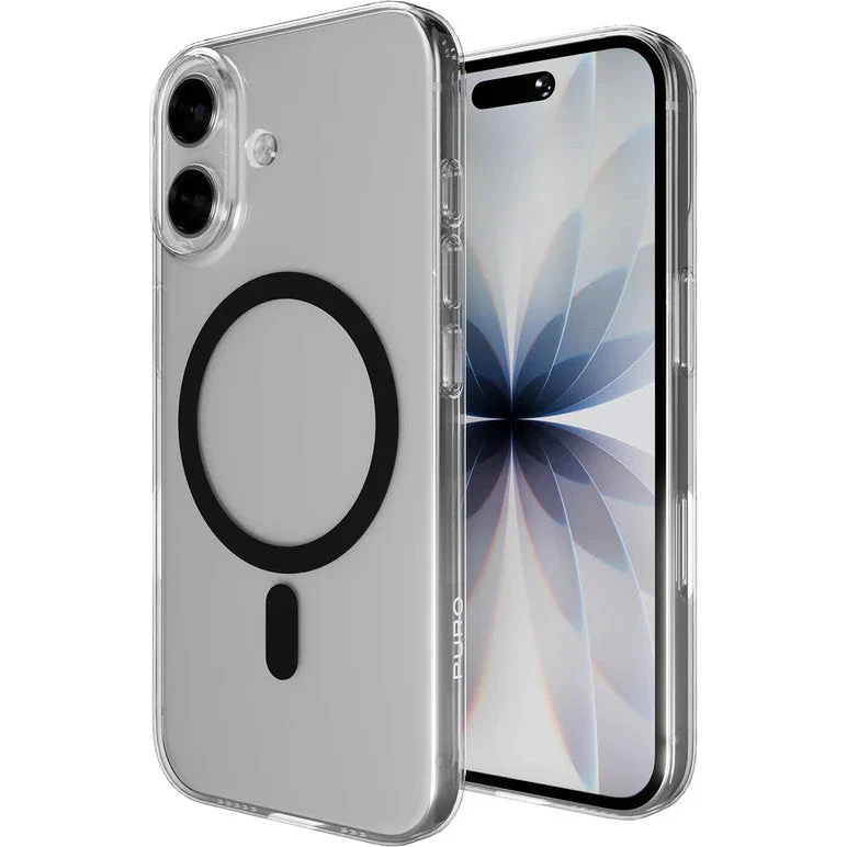 Handyhülle für iPhone 17, Puro Lite Mag Pro, Transparent-Schwarz