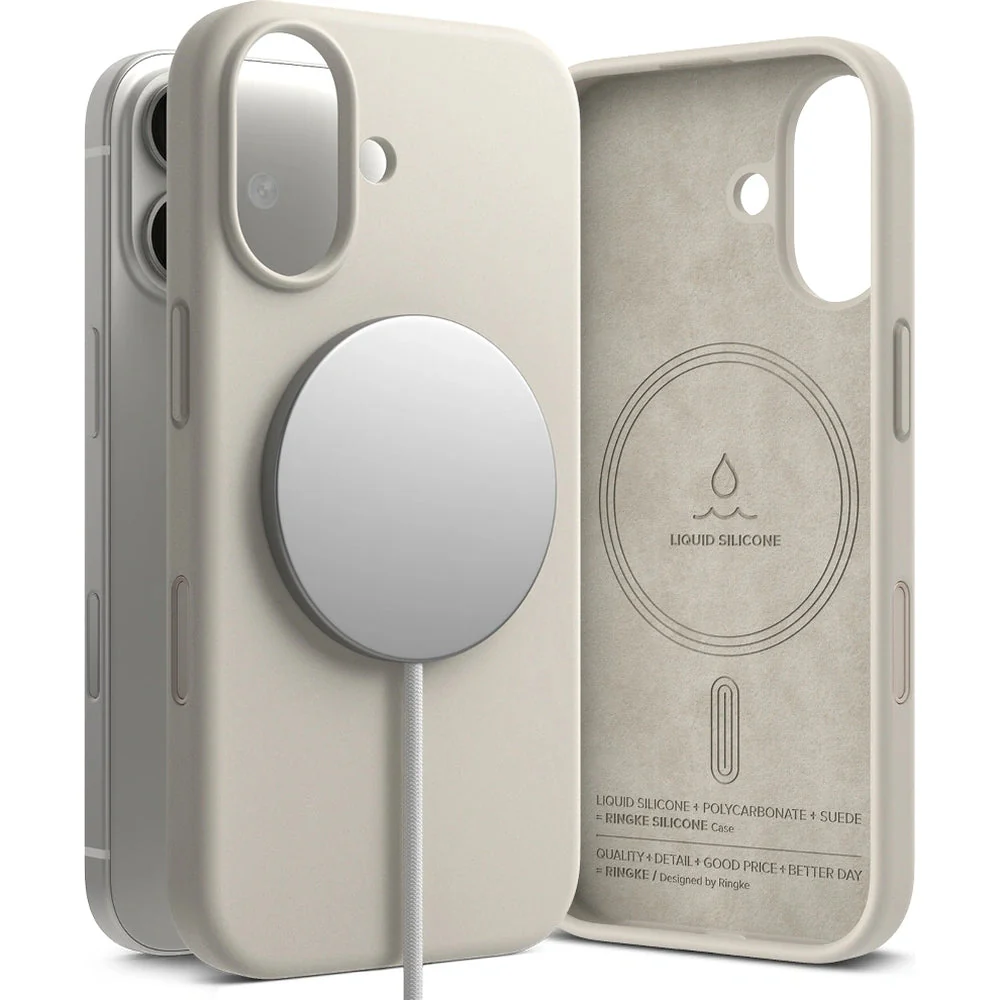 Handyhülle für iPhone 17, Ringke Silicone CC Magnetic mit MagSafe, Beige