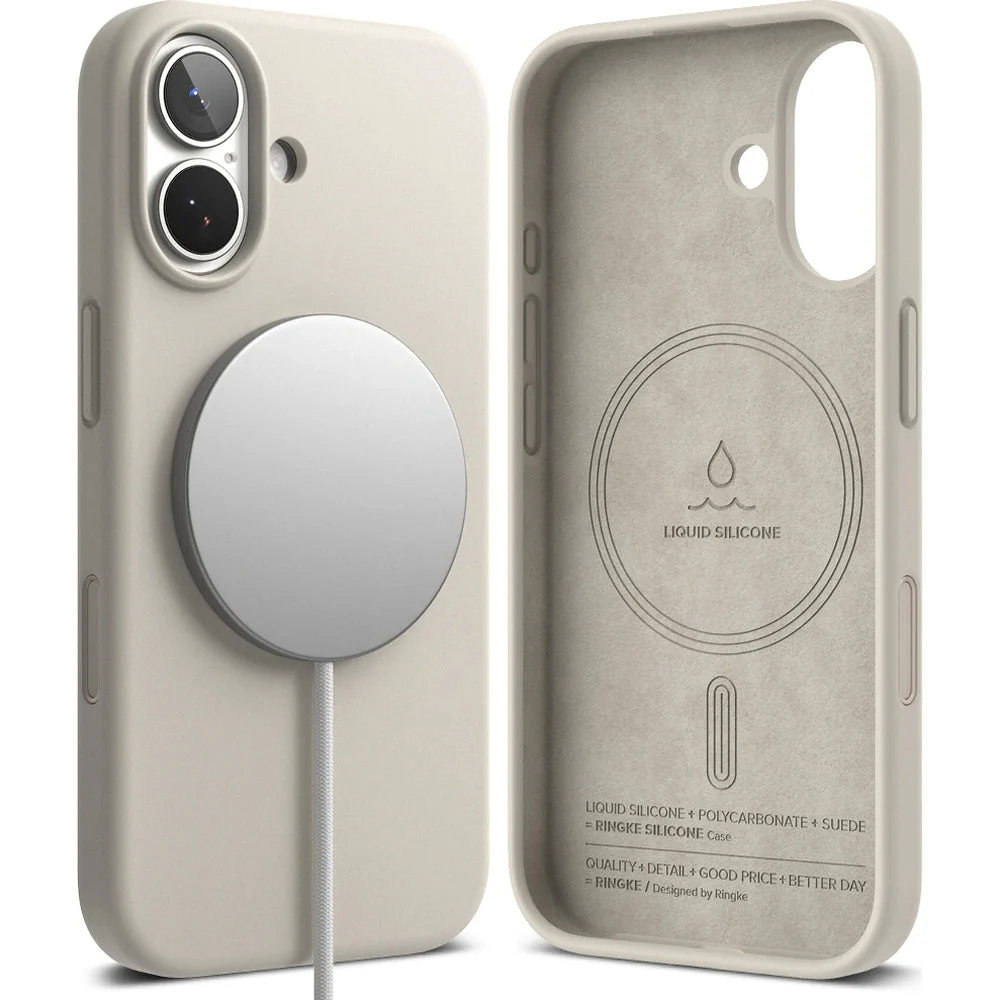 Handyhülle für iPhone 17, Ringke Silicone CC Magnetic mit MagSafe, Beige - Image 2