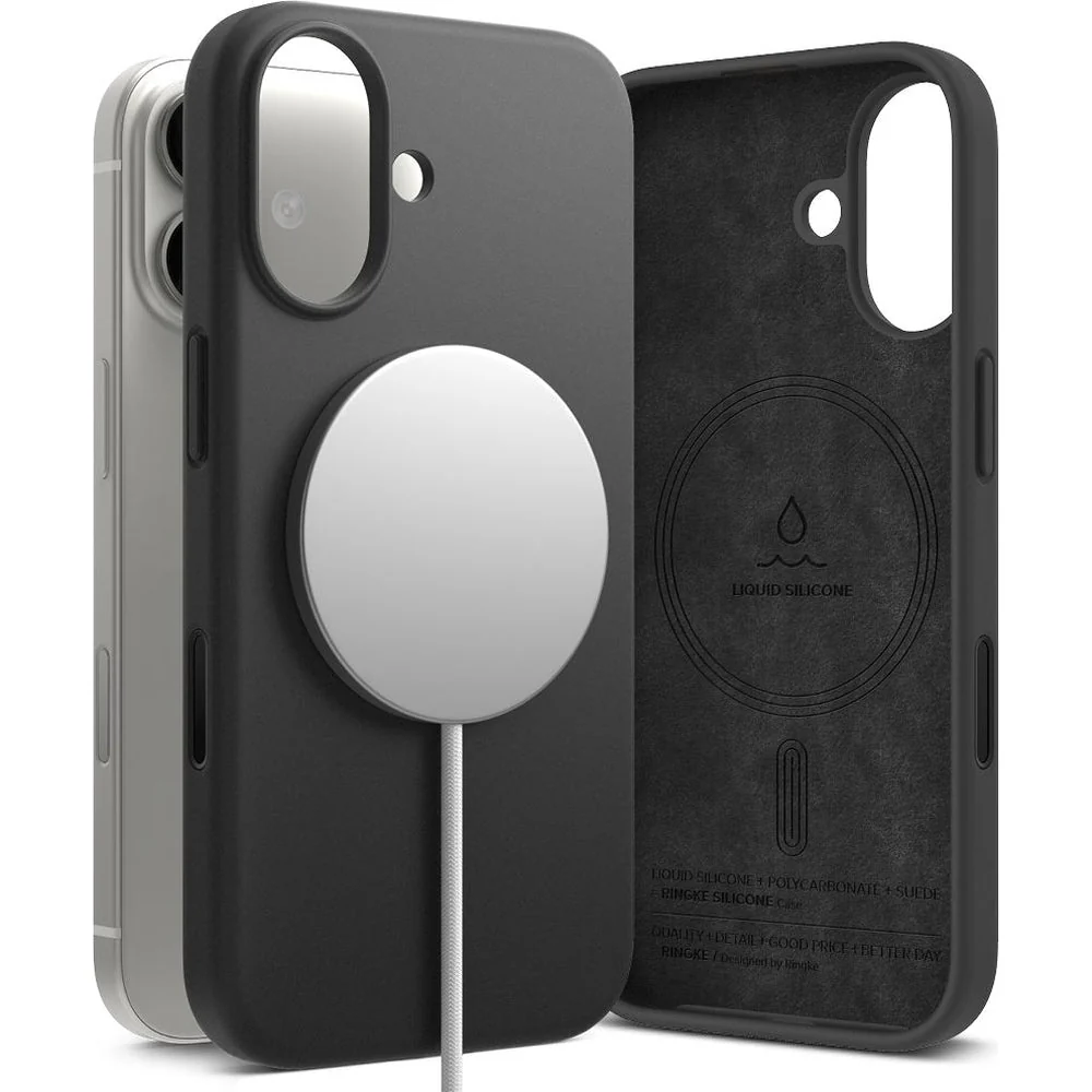 Handyhülle für iPhone 17, Ringke Silicone CC Magnetic mit MagSafe, Schwarz