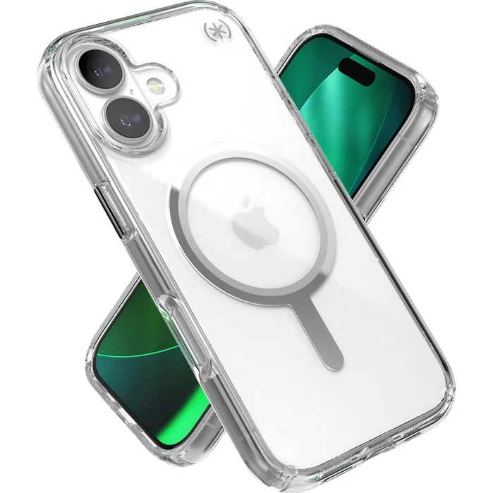 Handyhülle für iPhone 17, Speck Presidio Perfect-Clear mit MagSafe, Transparent und Silbern - Image 4