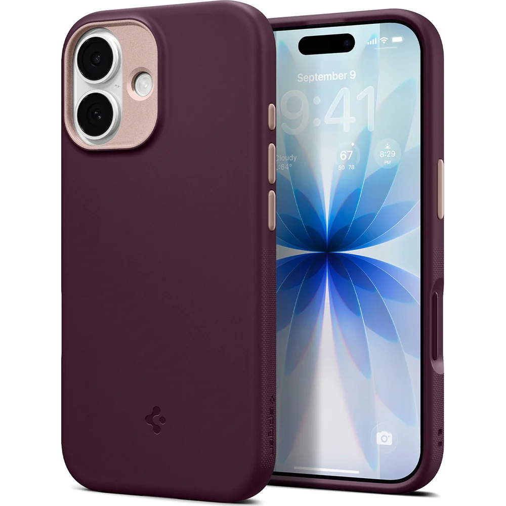 Handyhülle für iPhone 17, Spigen Nano Pop Mag mit MagSafe, Dunkelrot-Rosa