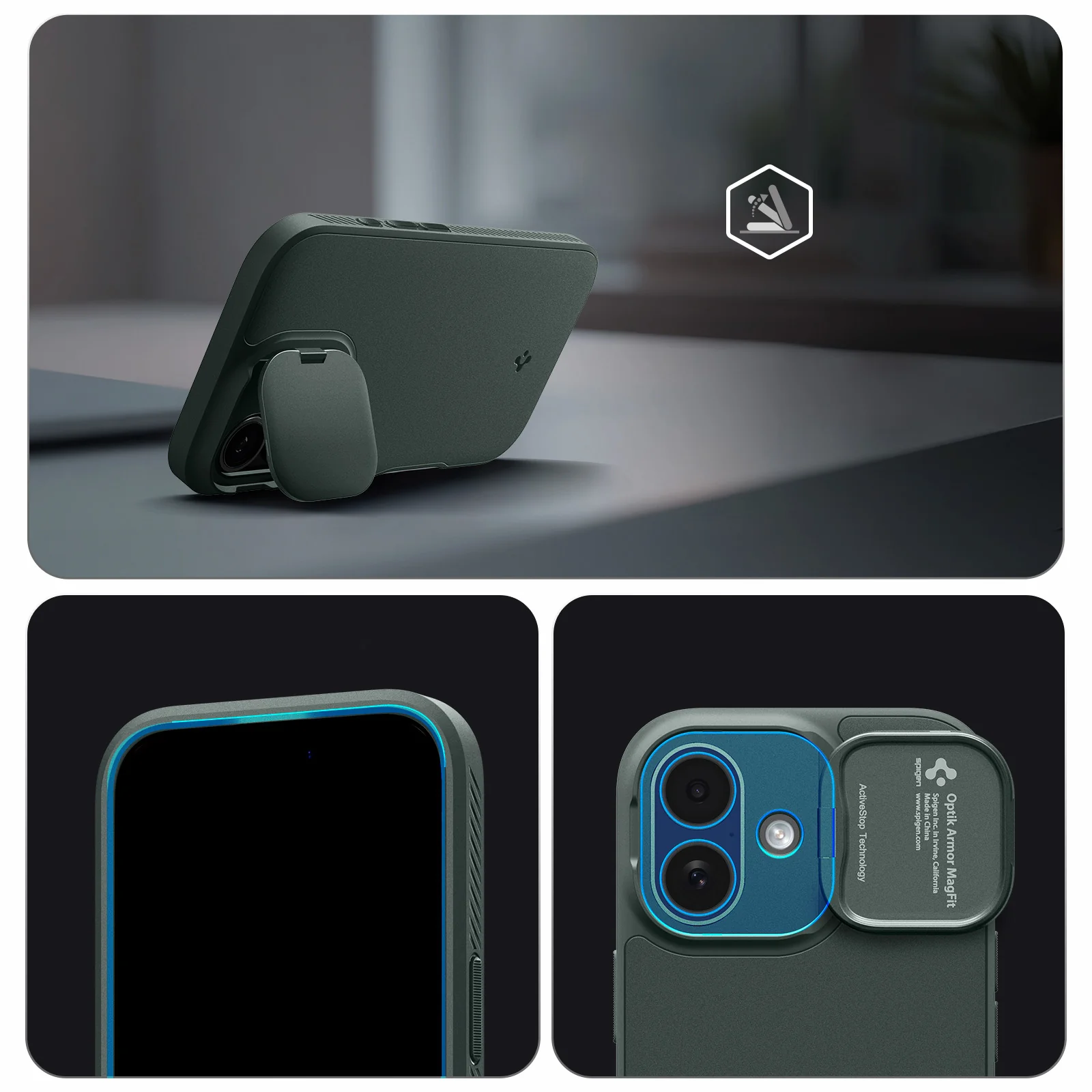 Handyhülle für iPhone 17, Spigen Optik Armor Mag mit MagSafe, Grün - Image 4