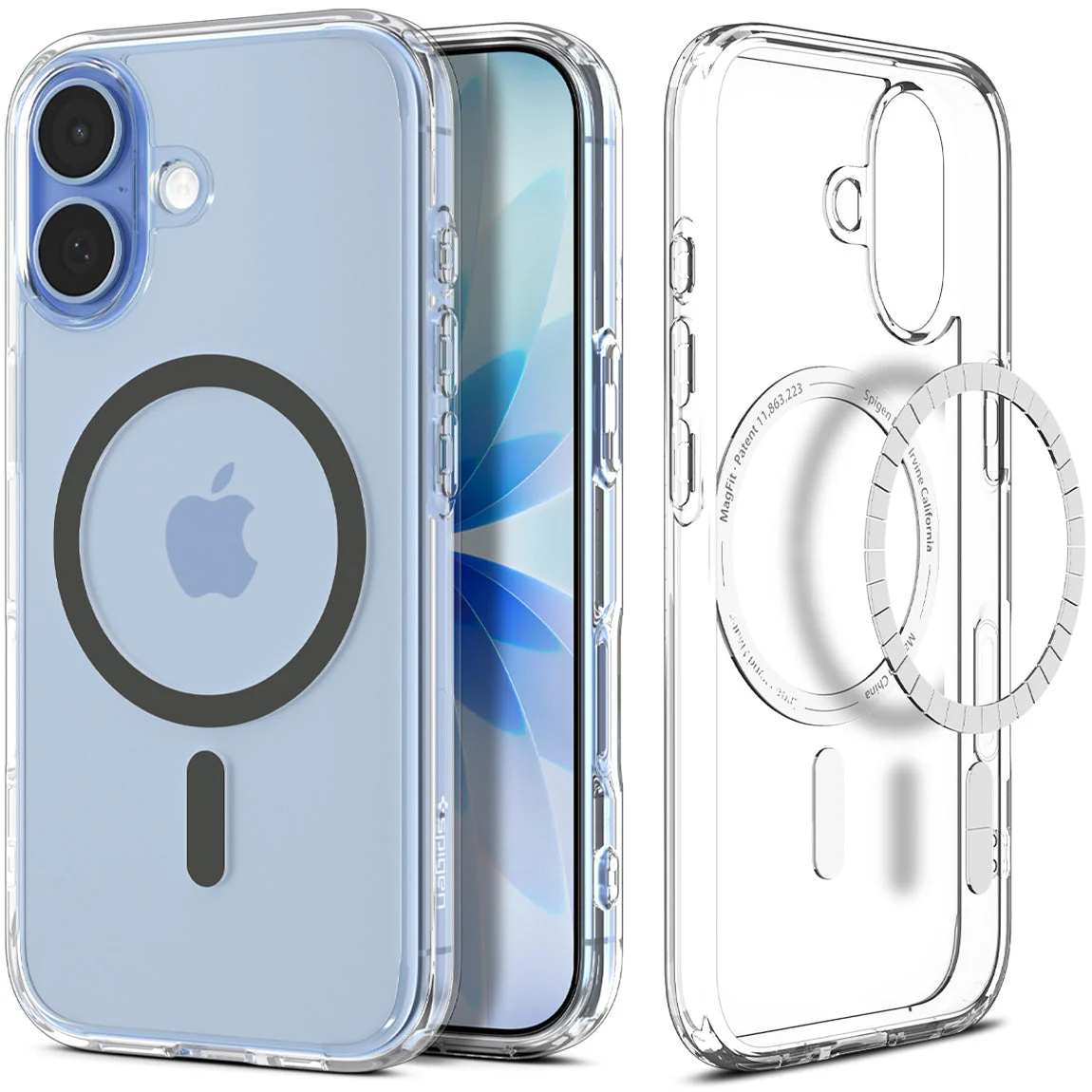 Handyhülle für iPhone 17, Spigen Ultra Hybrid Mag mit MagSafe, Transparent-Grau