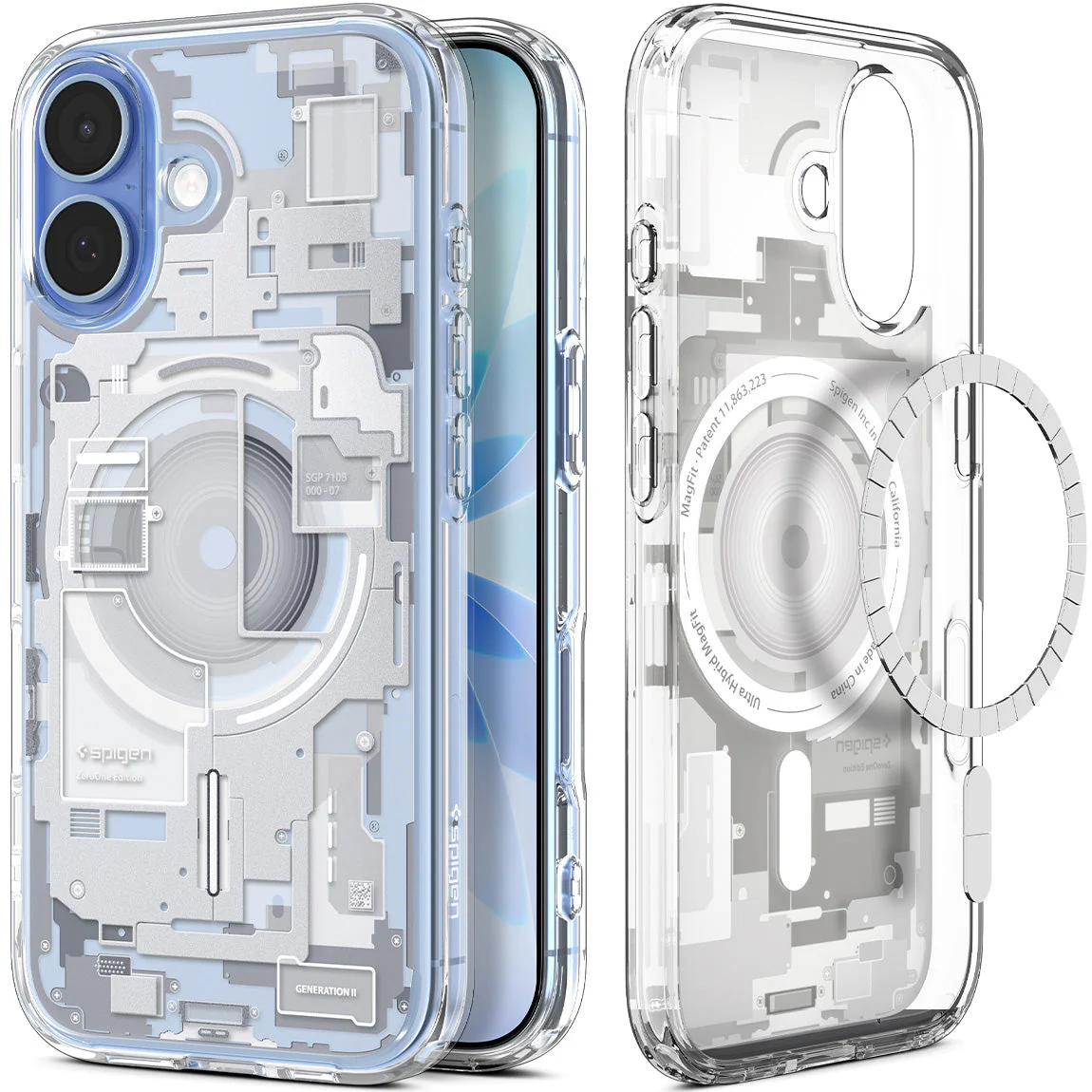Handyhülle für iPhone 17, Spigen Ultra Hybrid Mag mit MagSafe, Weiß-Grau (Zero One)
