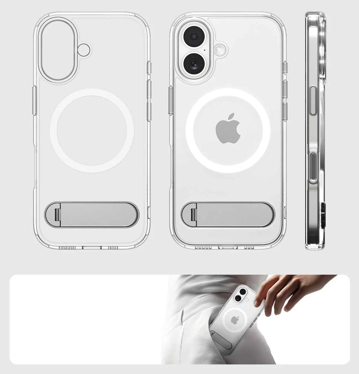 Handyhülle für iPhone 17, Spigen Ultra Hybrid S Mag mit MagSafe, Transparent-Weiß - Image 6