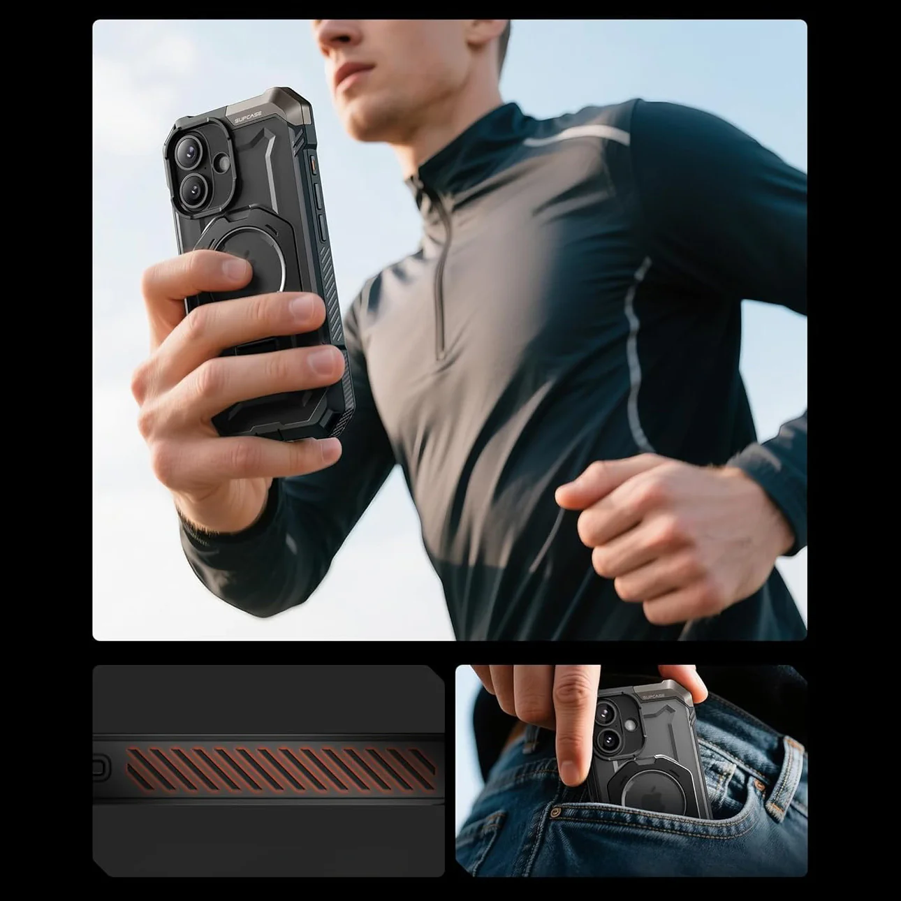 Handyhülle für iPhone 17, Supcase UB Grip Mag mit MagSafe (CC), Schwarz-Transparent - Image 10