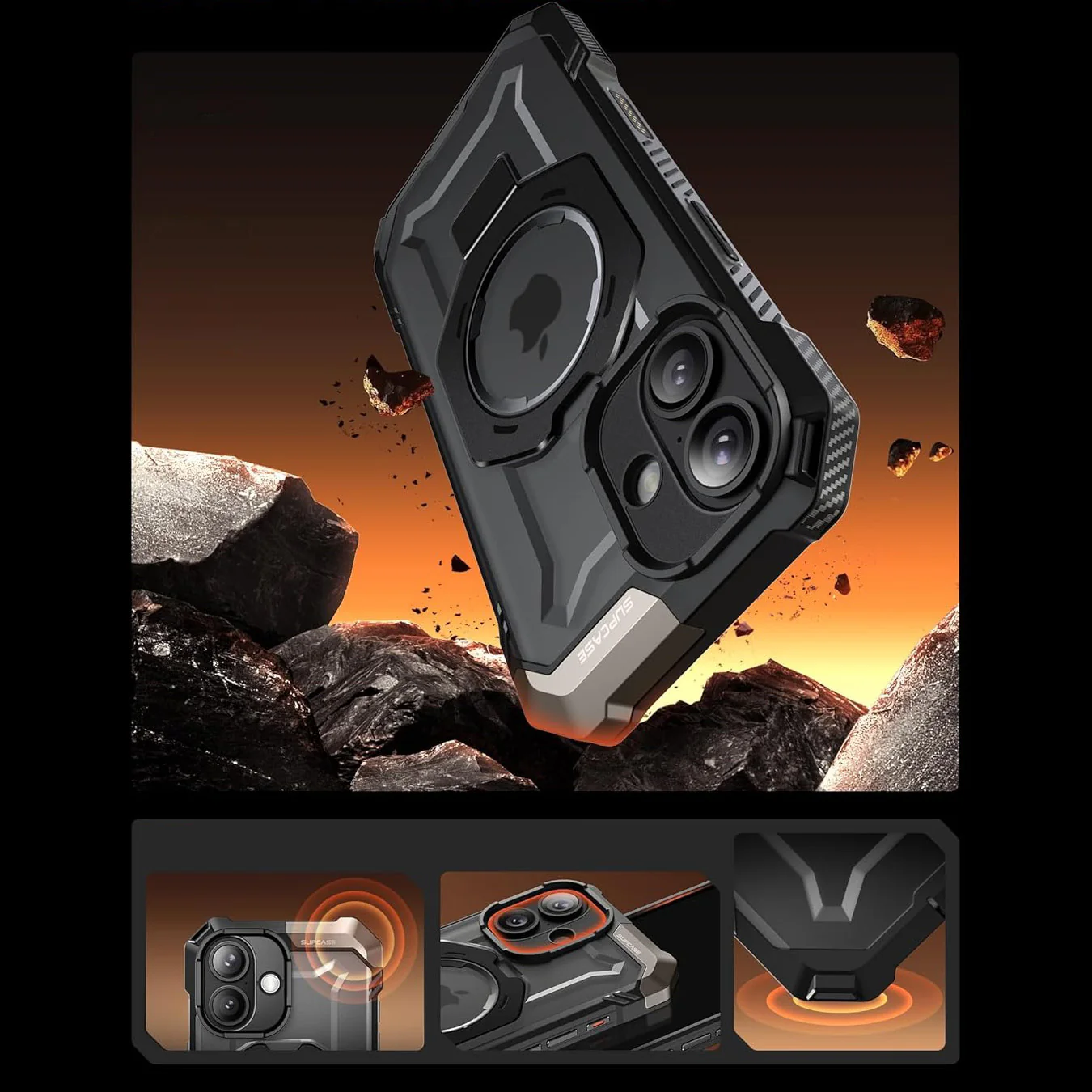 Handyhülle für iPhone 17, Supcase UB Grip Mag mit MagSafe (CC), Schwarz-Transparent - Image 5