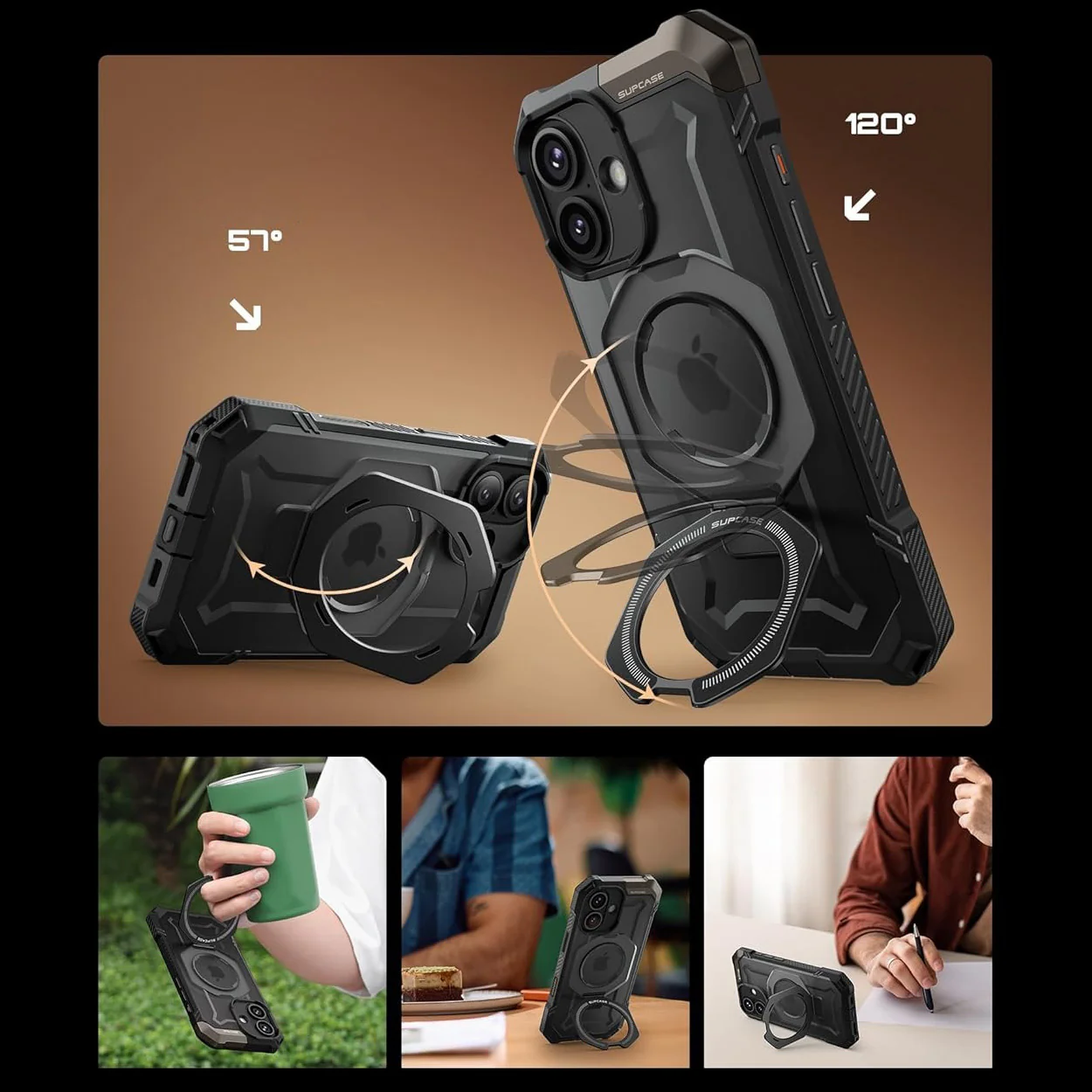 Handyhülle für iPhone 17, Supcase UB Grip Mag mit MagSafe (CC), Schwarz-Transparent - Image 6