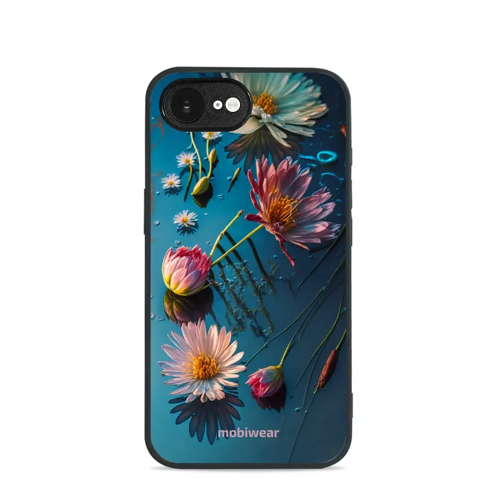 Handyhülle für iPhone 17e, Mobiwear Glossy Case, Blau-Blumig