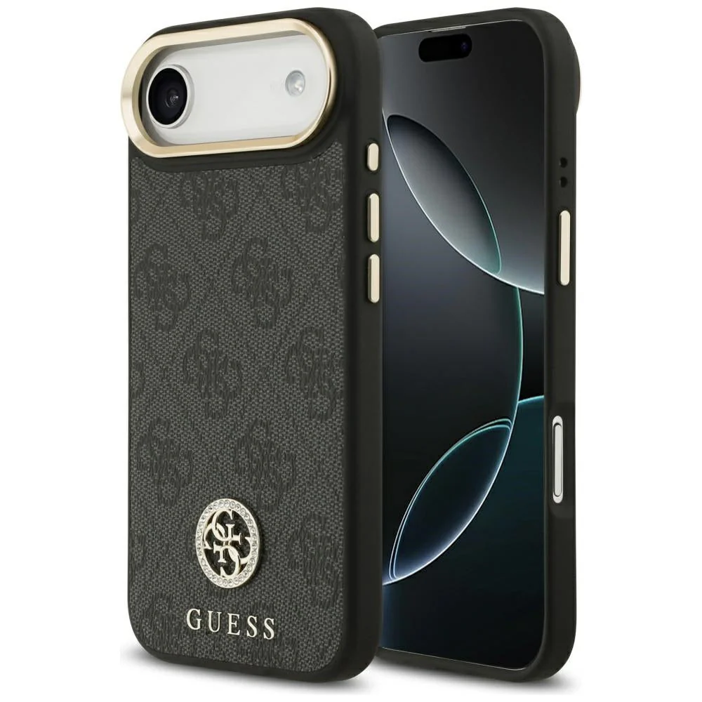 Handyhülle für iPhone Air, Guess 4G Strass Logo. mit MagSafe, Schwarz