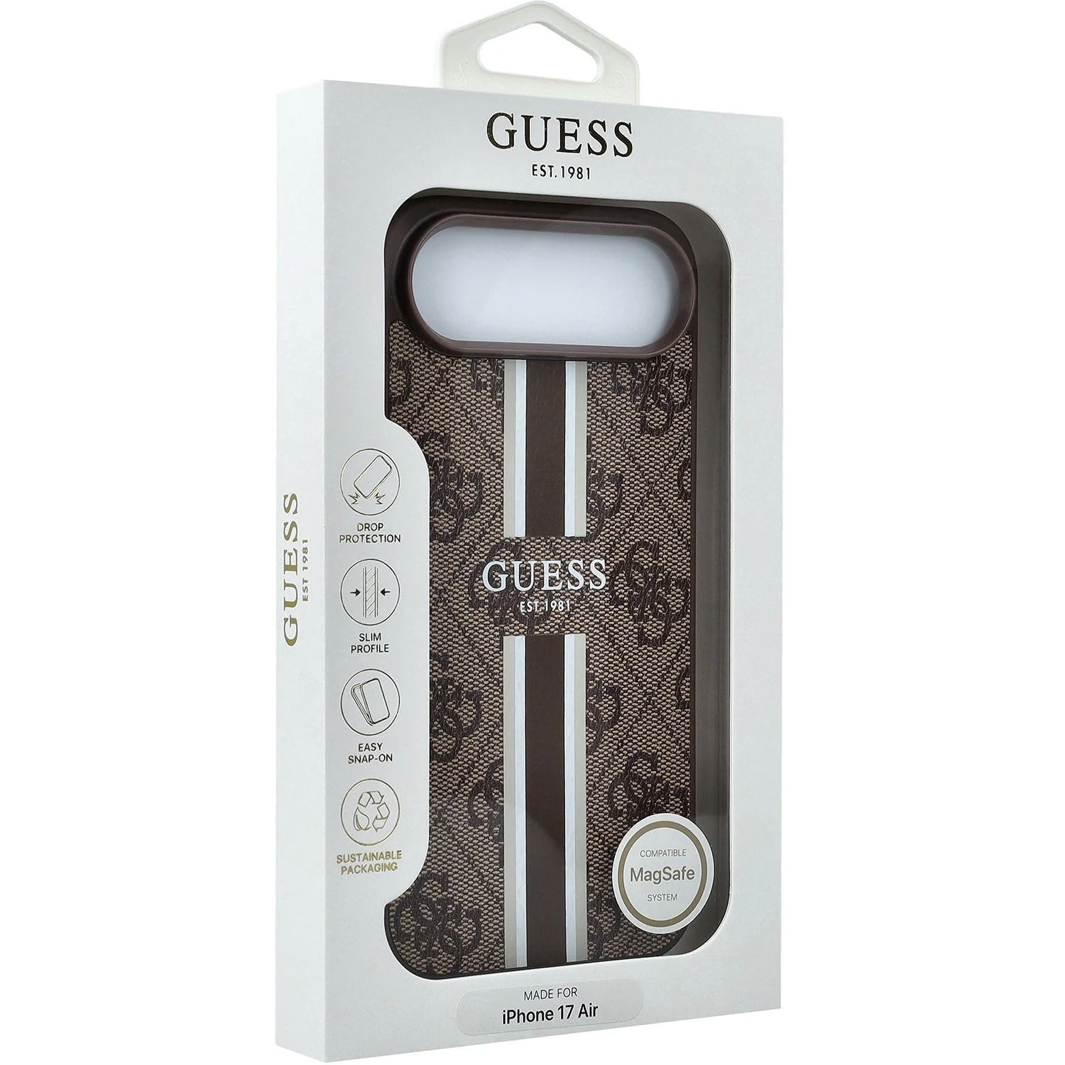 Handyhülle für iPhone Air, Guess Hardcase 4G Printed Stripes mit MagSafe, Braun - Image 8