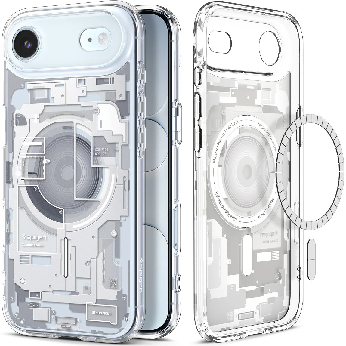 Handyhülle für iPhone Air, Spigen Ultra Hybrid Mag mit MagSafe, Weiß-Grau (Zero One)