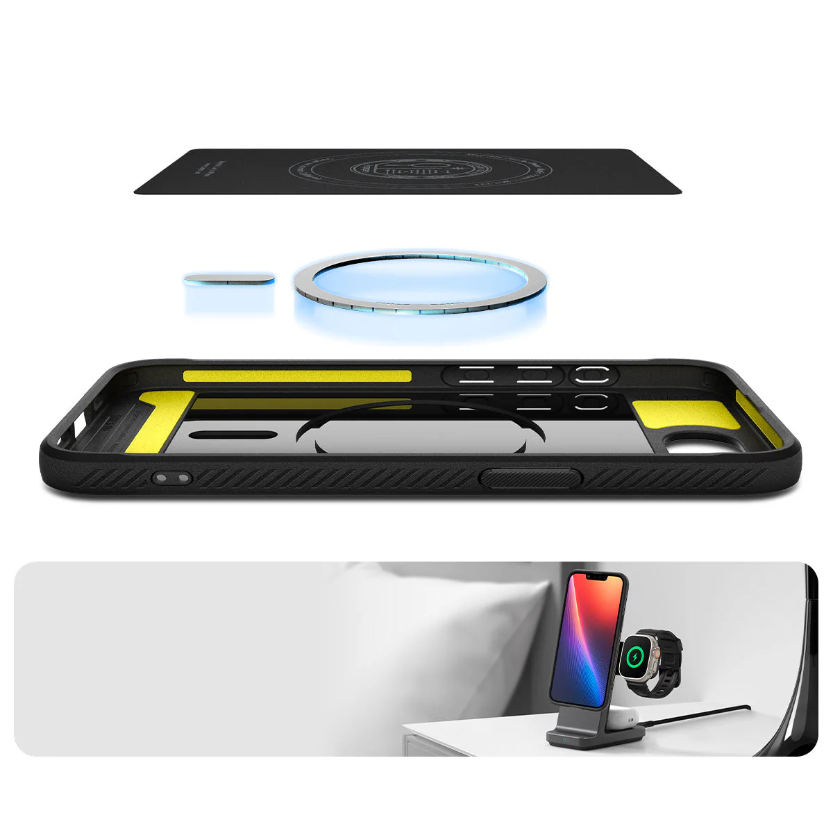Handyhülle für iPhone 17e / 16e, Spigen Rugged Armor Mag mit MagSafe, Schwarz - Image 6