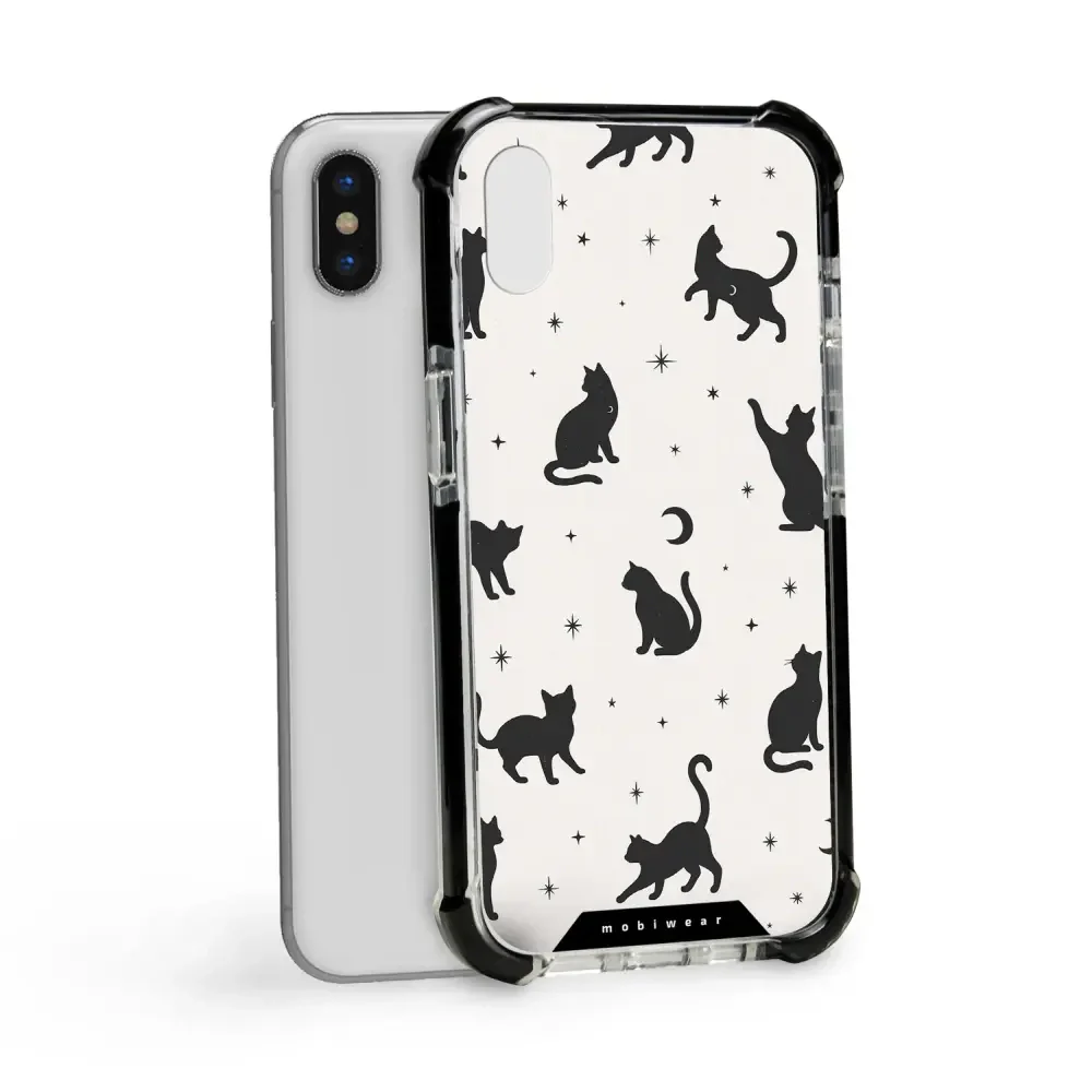 Handyhülle für iPhone X mit MagSafe, Mobiwear Elite Bumper, Katzen-Nacht - Image 17