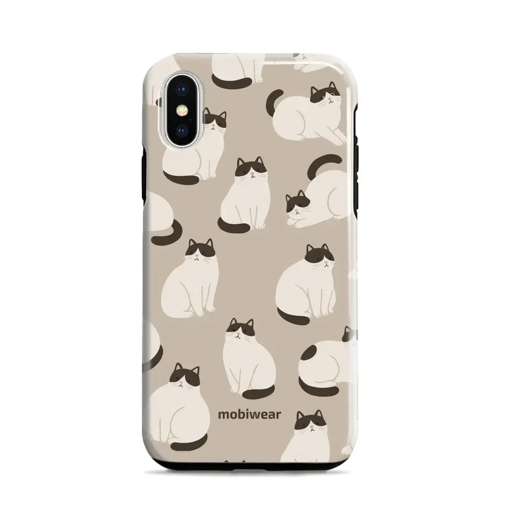 Handyhülle für iPhone X, Mobiwear Elite Pro, Kaffe Miau