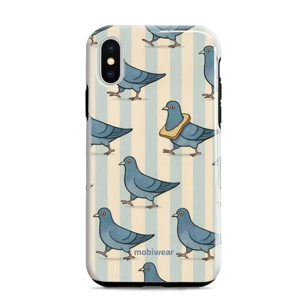 Handyhülle für iPhone Xr, Mobiwear Elite Pro, Blaue Tauben