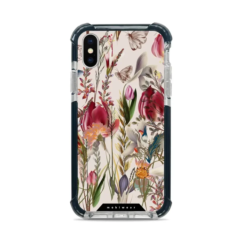 Handyhülle für iPhone Xs mit MagSafe, Mobiwear Elite Bumper, Blumenstrauß