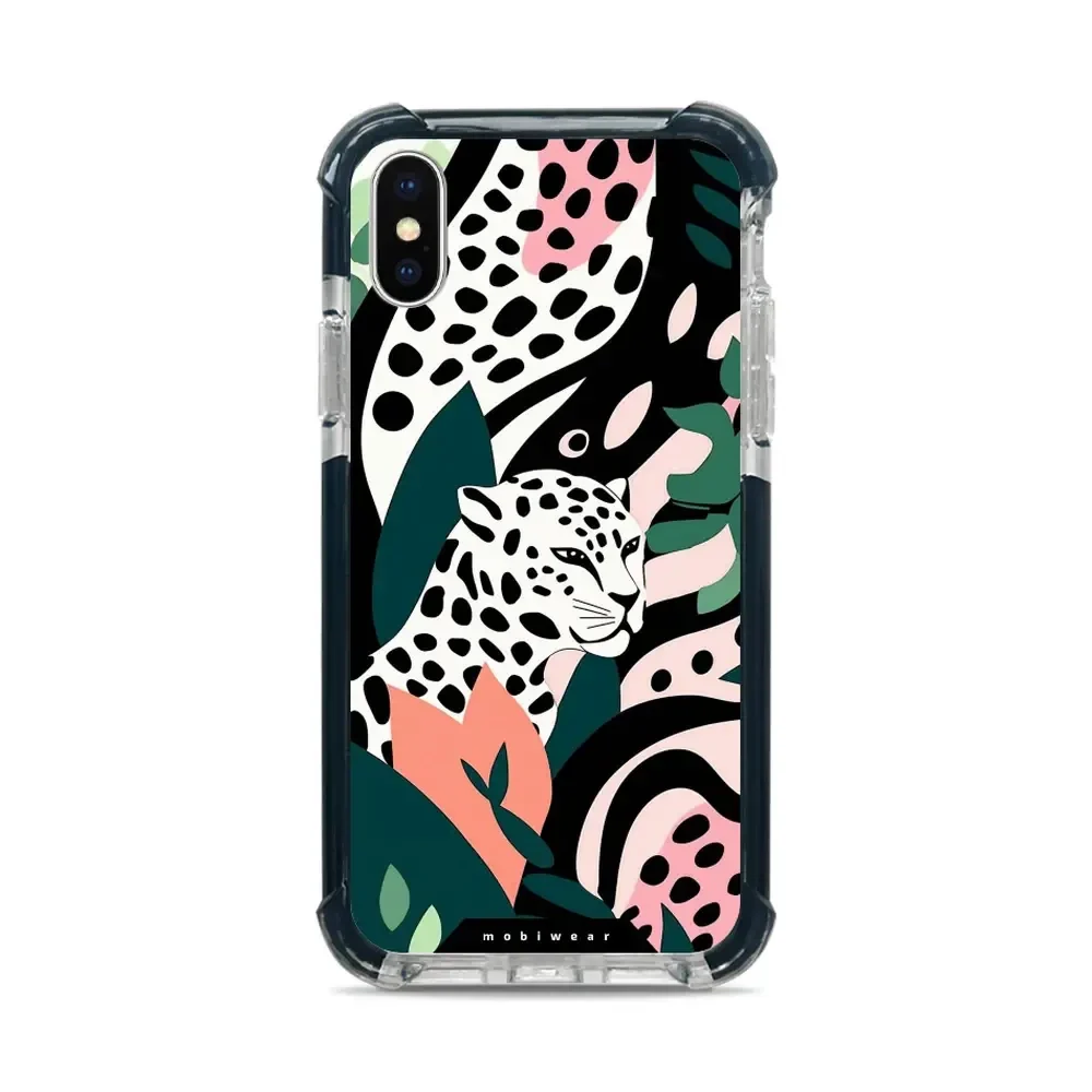 Handyhülle für iPhone Xs mit MagSafe, Mobiwear Elite Bumper, Tropischer Gepard