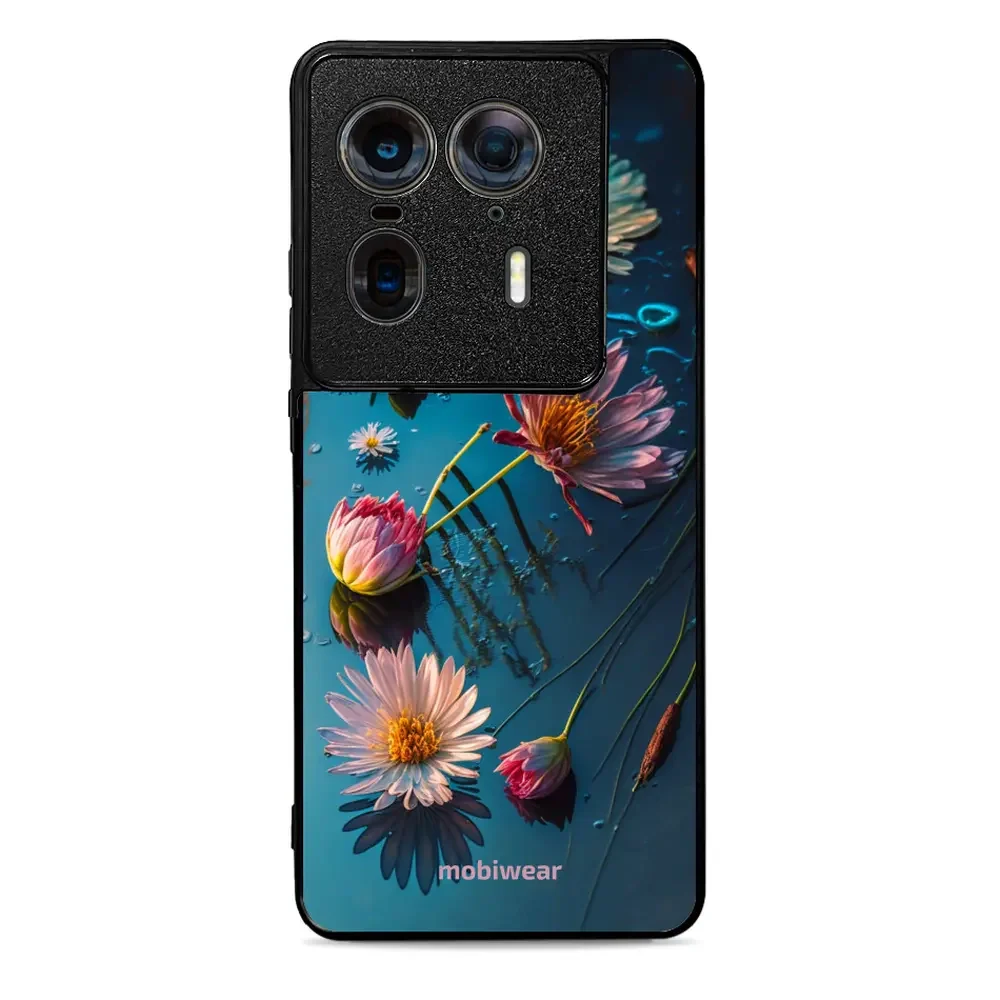 Handyhülle für Motorola Edge 50 Ultra, Mobiwear Glossy Case, Blau-Blumig