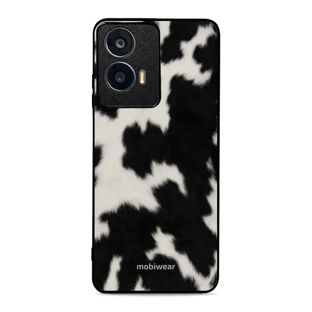 Handyhülle für Motorola Moto E14, Mobiwear Glossy Case, Kuhfell-Optik