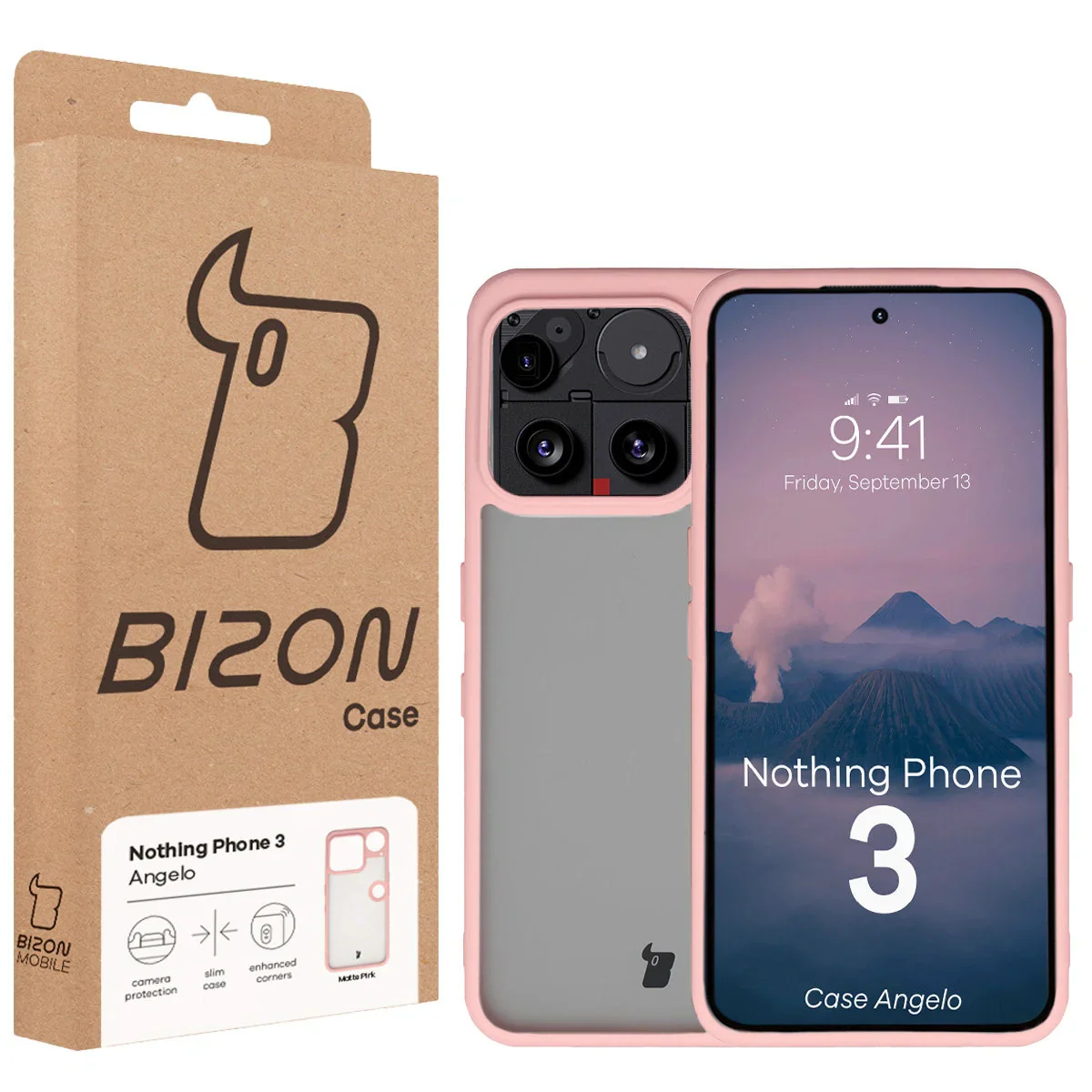 Handyhülle für Nothing Phone (3), Bizon Case Angelo, Semitransparent mit hellrosa Rahmen - Image 6