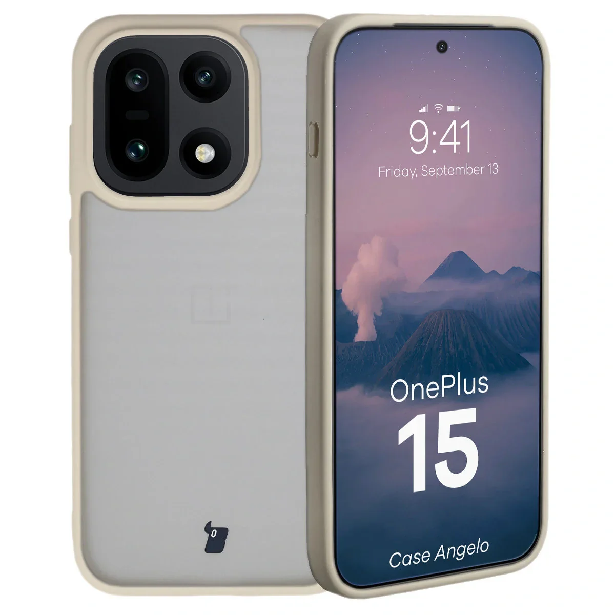 Handyhülle für OnePlus 15, Bizon Case Angelo, Semitransparent mit beigem Rahmen
