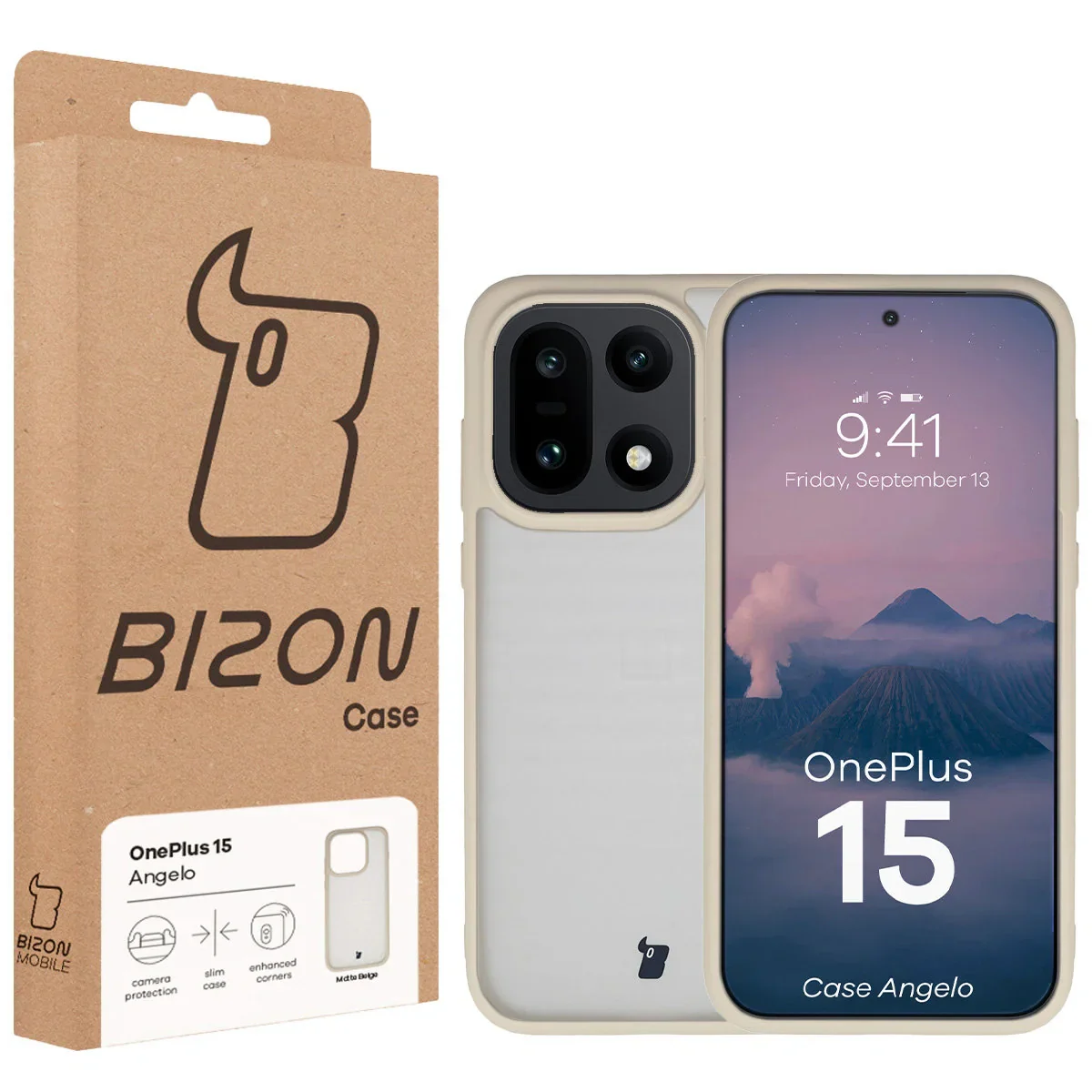 Handyhülle für OnePlus 15, Bizon Case Angelo, Semitransparent mit beigem Rahmen - Image 6