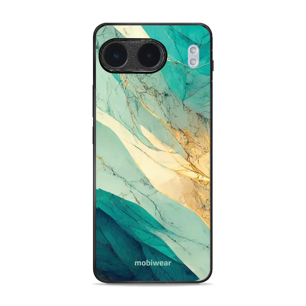 Handyhülle für OnePlus Nord 4, Mobiwear Glossy Case, Türkis-Marmor