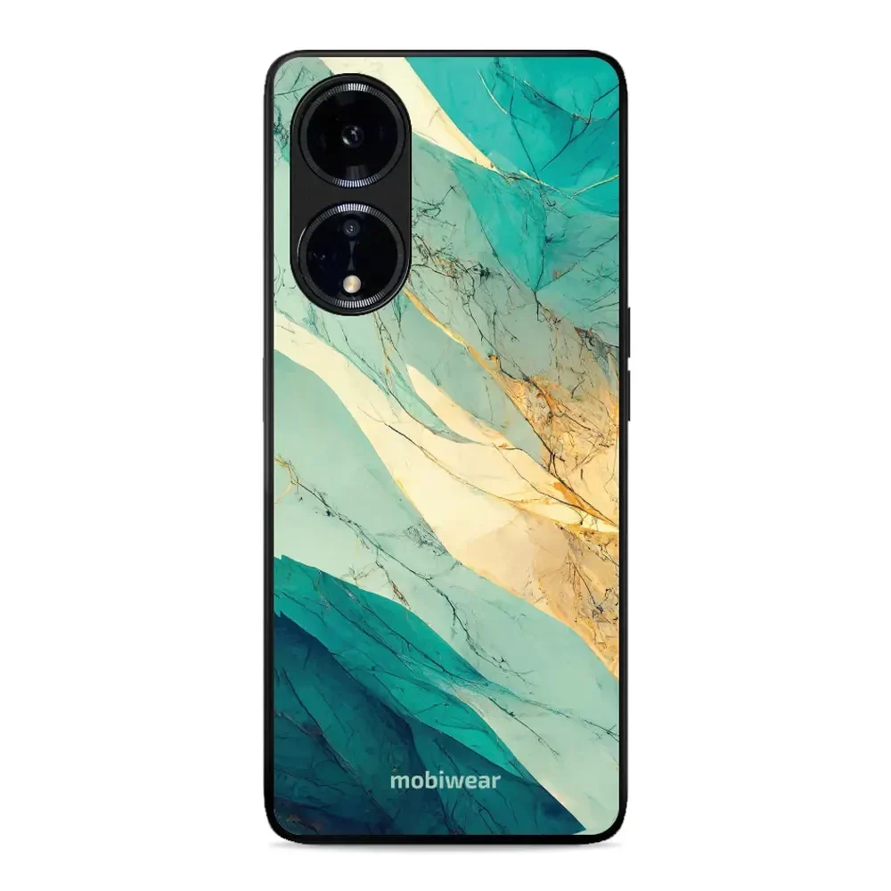Handyhülle für Oppo A98 5G, Mobiwear Glossy Case, Türkis-Marmor