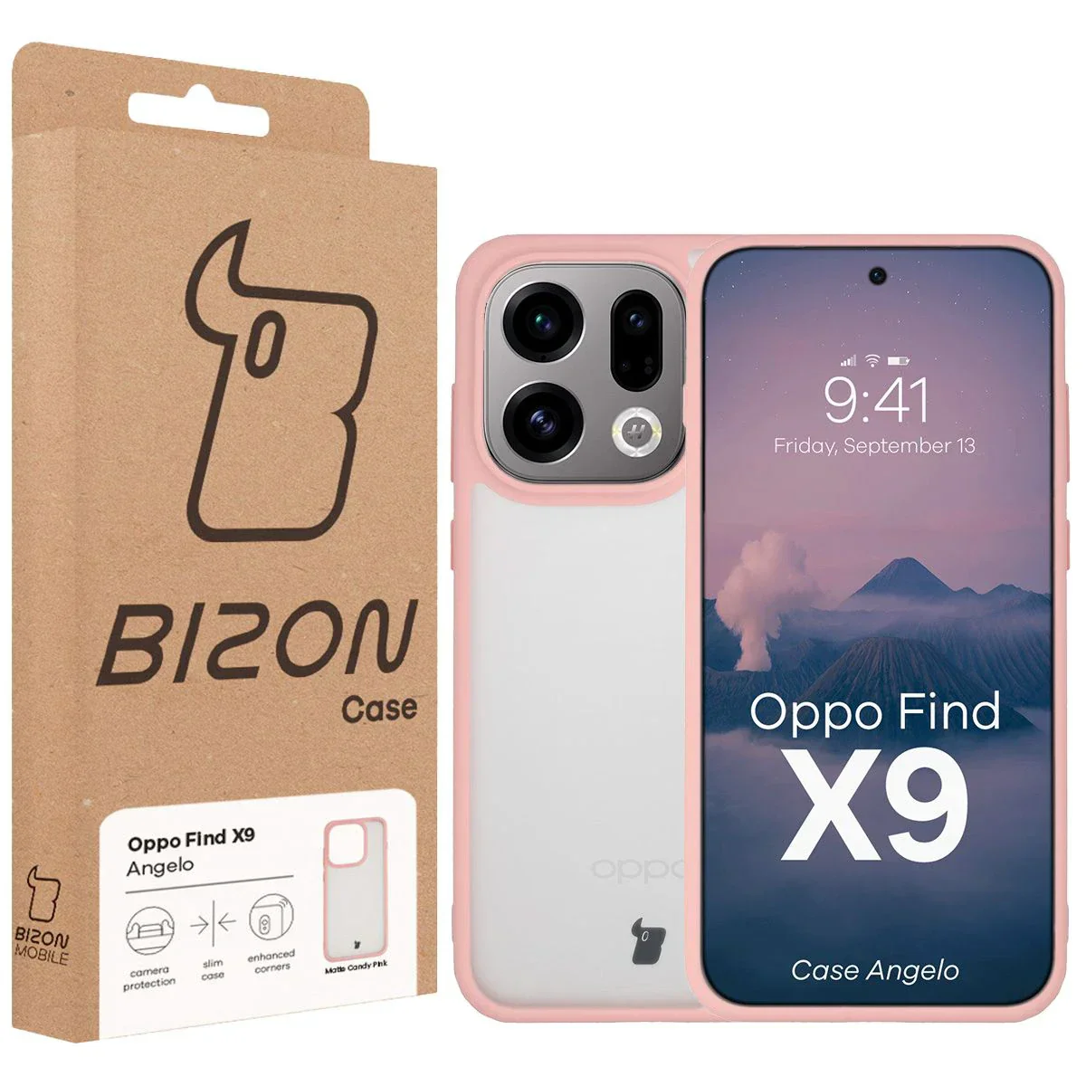 Handyhülle für Oppo Find X9, Bizon Case Angelo, Semitransparent mit hellrosa Rahmen - Image 6
