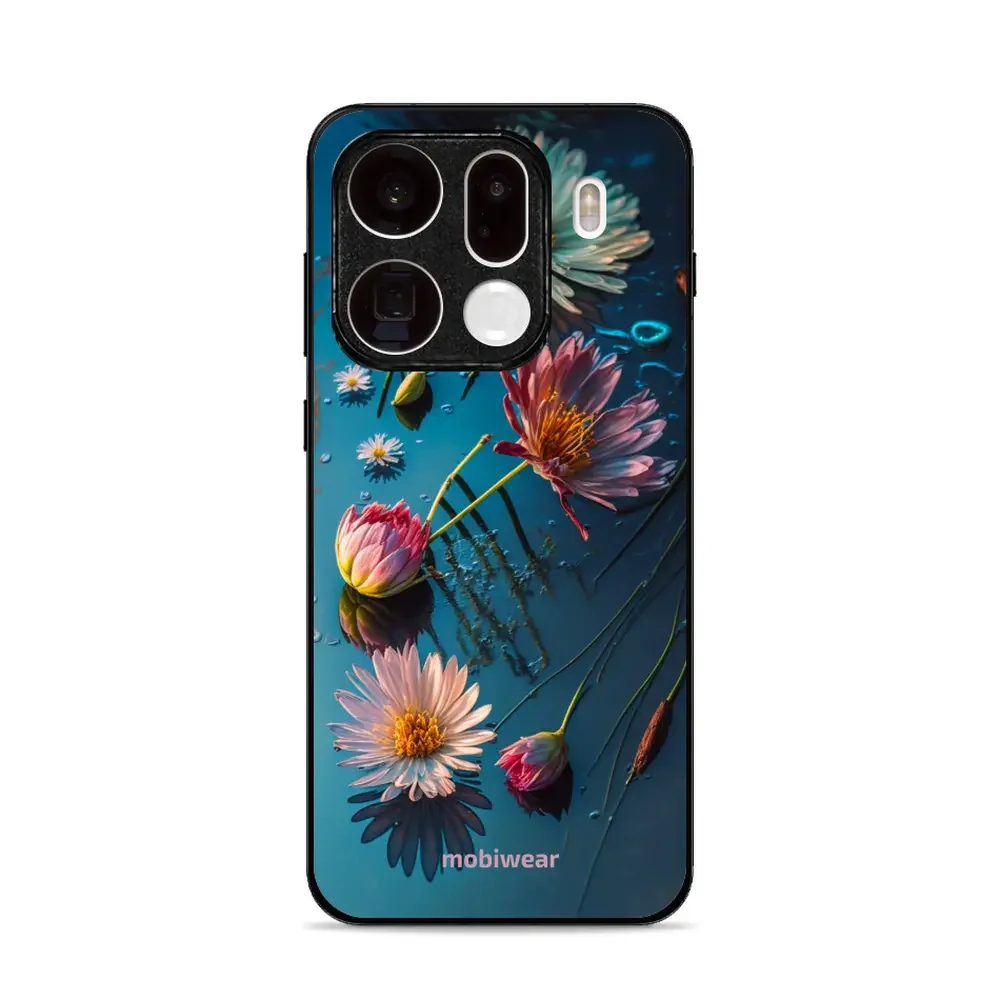 Handyhülle für Oppo Find X9 Pro, Mobiwear Glossy Case, Blau-Blumig