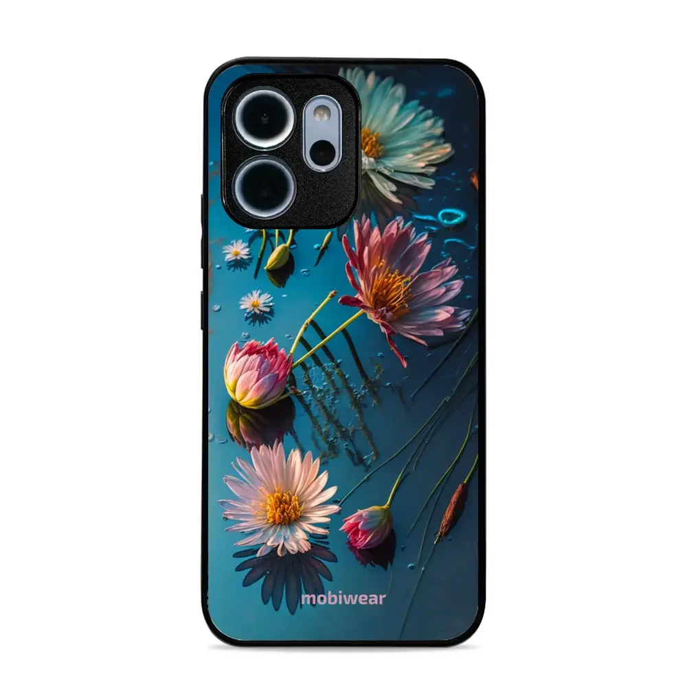 Handyhülle für Oppo Reno 14 FS, Mobiwear Glossy Case, Blau-Blumig