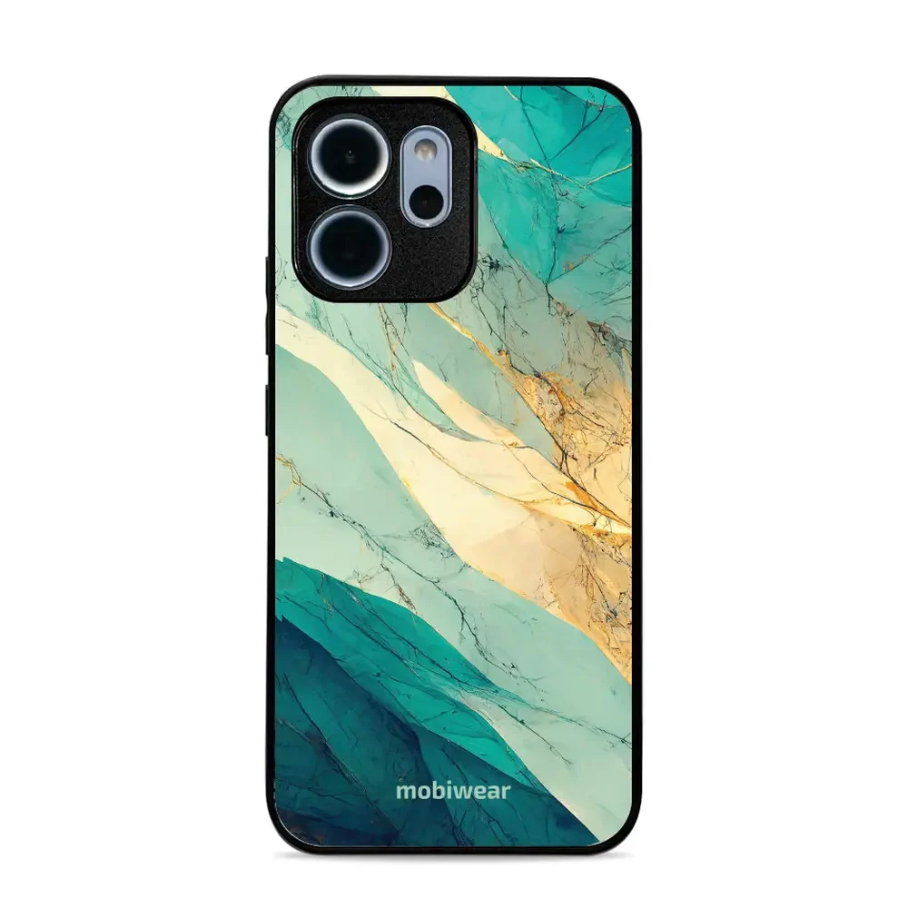 Handyhülle für Oppo Reno 14 FS, Mobiwear Glossy Case, Türkis-Marmor