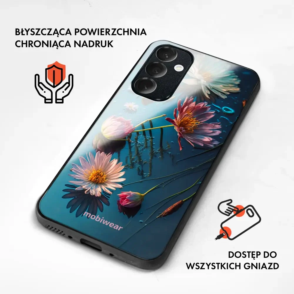 Handyhülle für Oppo Reno 14, Mobiwear Glossy Case, Blau-Blumig - Image 4
