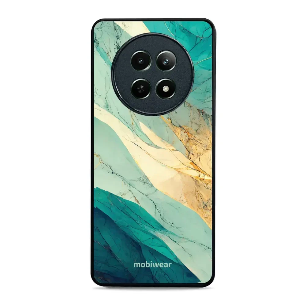 Handyhülle für Realme 12 5G, Mobiwear Glossy Case, Türkis-Marmor