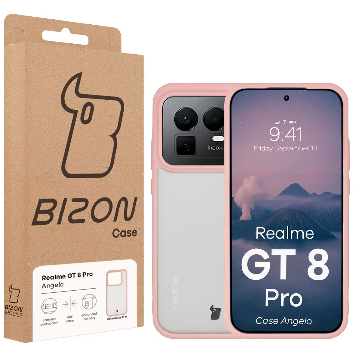 Handyhülle für Realme GT 8 Pro, Bizon Case Angelo, Semitransparent mit hellrosa Rahmen - Image 6