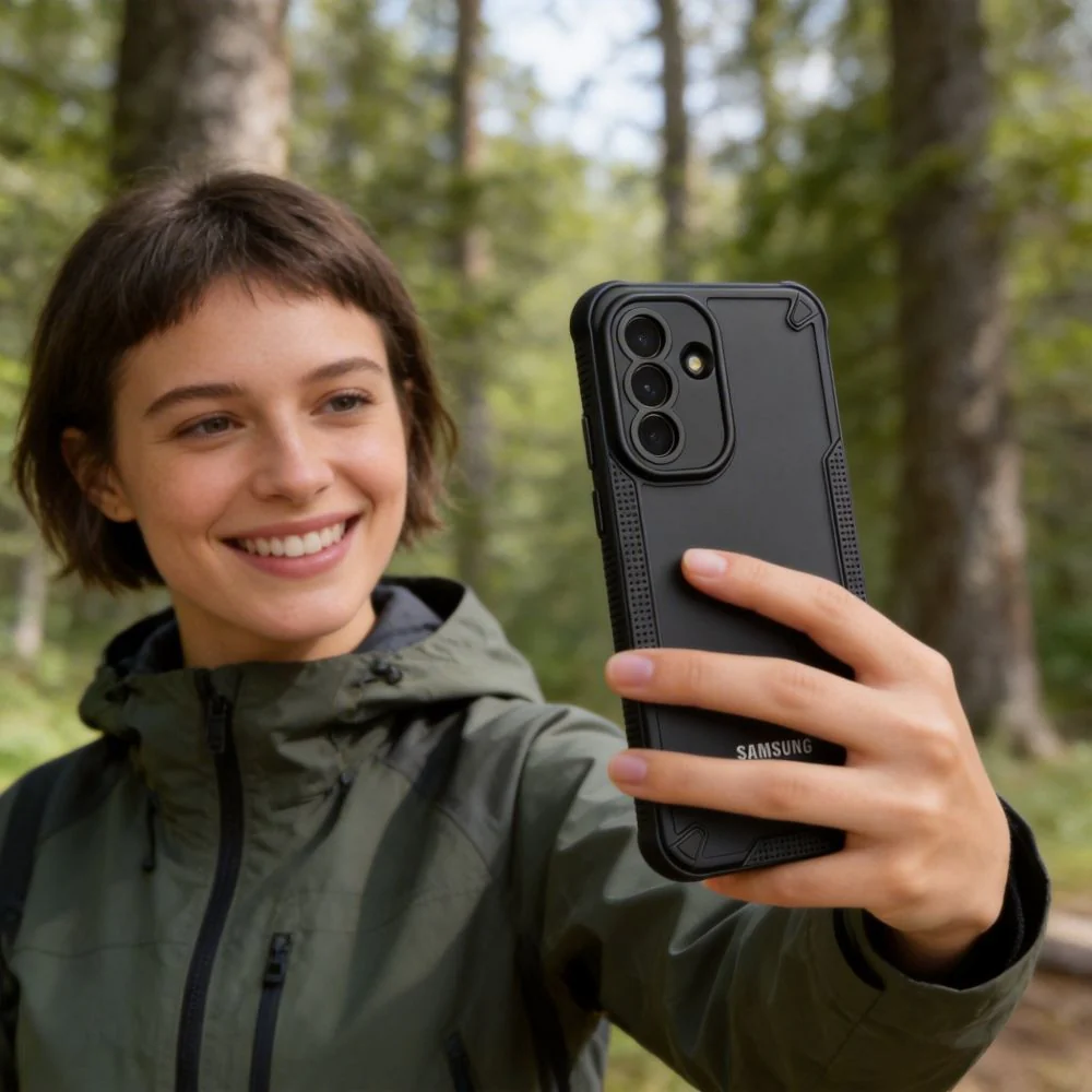 Handyhülle für Samsung Galaxy A57 5G, Tech-Protect Rugged Shield, mattes Rauchfarben mit schwarzem Rahmen - Image 5