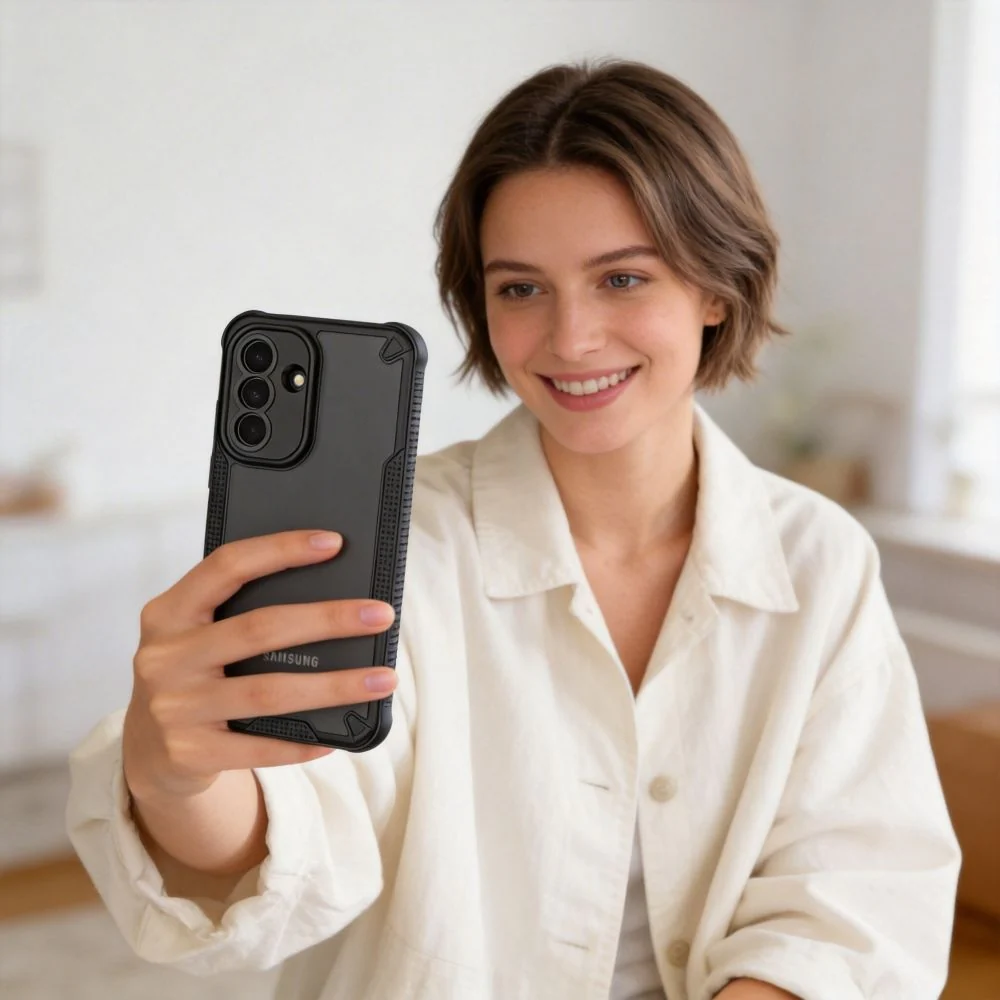 Handyhülle für Samsung Galaxy A57 5G, Tech-Protect Rugged Shield, mattes Rauchfarben mit schwarzem Rahmen - Image 8