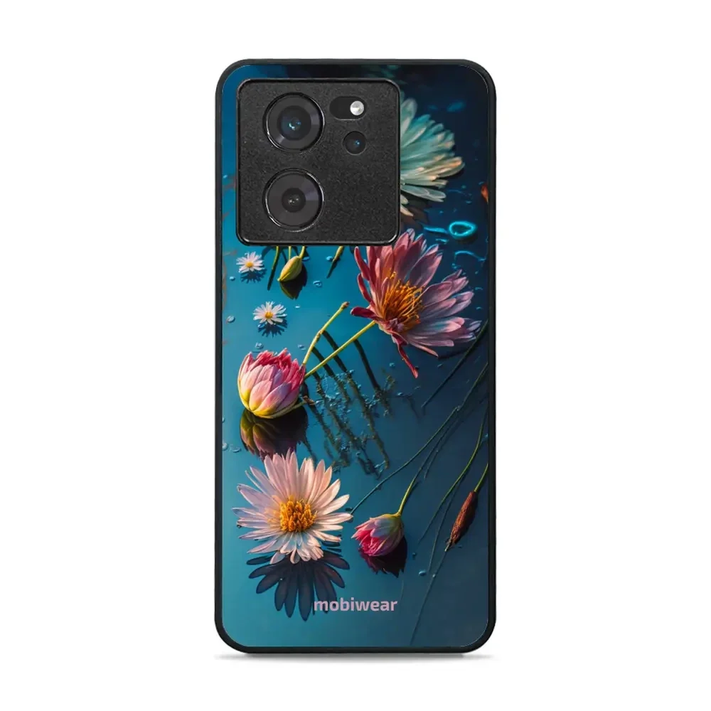Handyhülle für Xiaomi 13T Pro, Mobiwear Glossy Case, Blau-Blumig